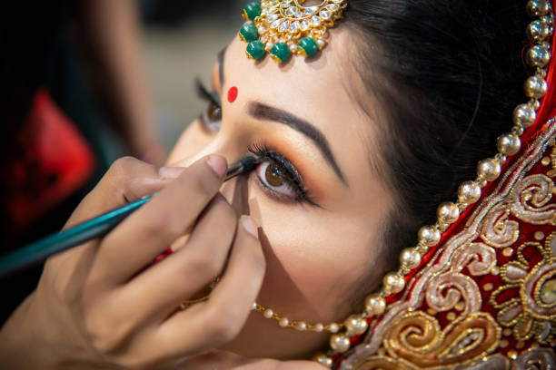 Elegant makeup on Indian bridal beauty